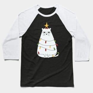 Christmas Crazy Cool Funny Cat Merry Fluffmas Baseball T-Shirt